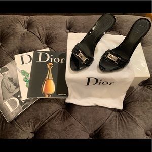 Authentic Christian Dior Black patent mules